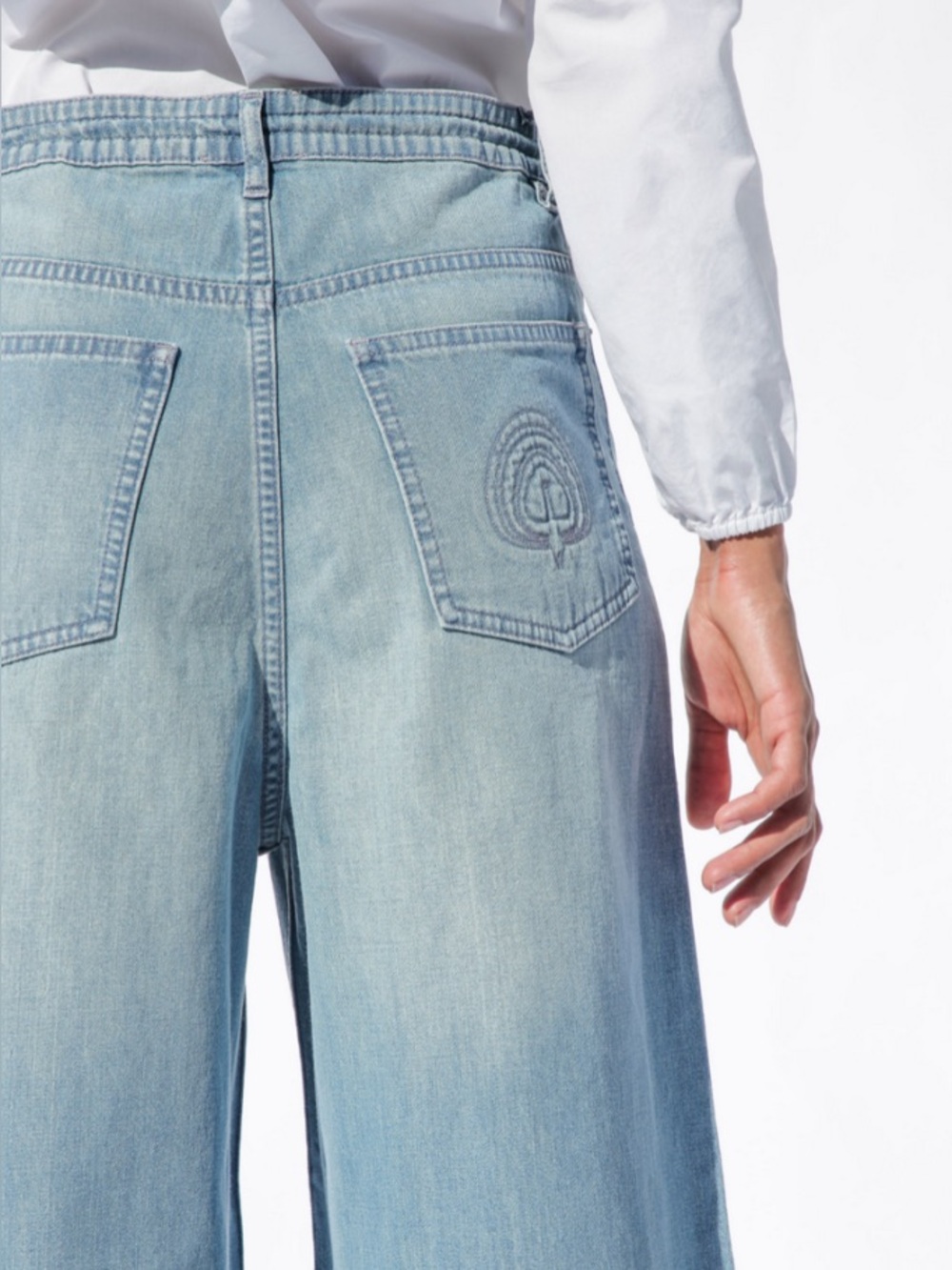 Happy Haus Pantalone Wide Leg Jeans 6 Denim Blue Light Wash
